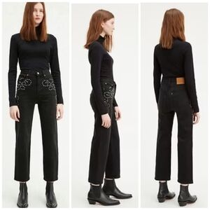 LEVI'S Ribcage straight studded ankle jeans 31